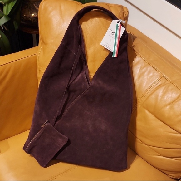 cheval firenze Handbags - Cheval Firenze Suede Hobo Bag / Wine Burgundy